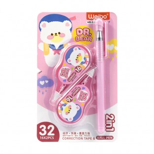 wholesale stationery set correction set gel pen and correction tape odor free for students Factory direct sales WB-8306