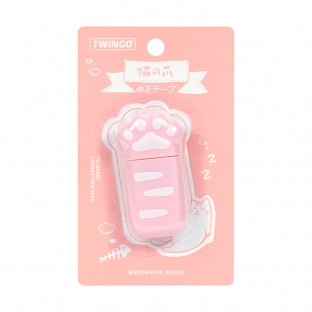 Cute Cat paw Shape Correction Tape PET 6m 5mm Quick Dry Easy to use For Student School Kids note taking Stationery