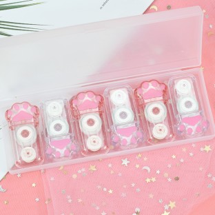 6pcs Set Cute Cat Paw shaped mini Clear Small Correction Tape 6m 5mm easy to use For for Instant Correct Note Taking
