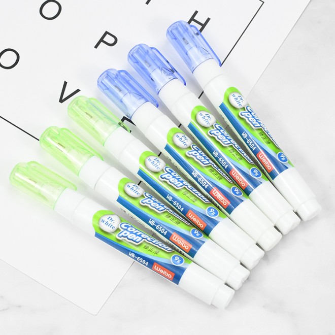 Weibo best quality multi purpose quick dry pen tape white out correction fluid pens 9ml