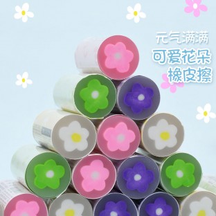 Kawaii design Soft colorful Rubber Candy Fruit shape Cute Flowers Theme Eraser supply for office school students Pencil Drawing
