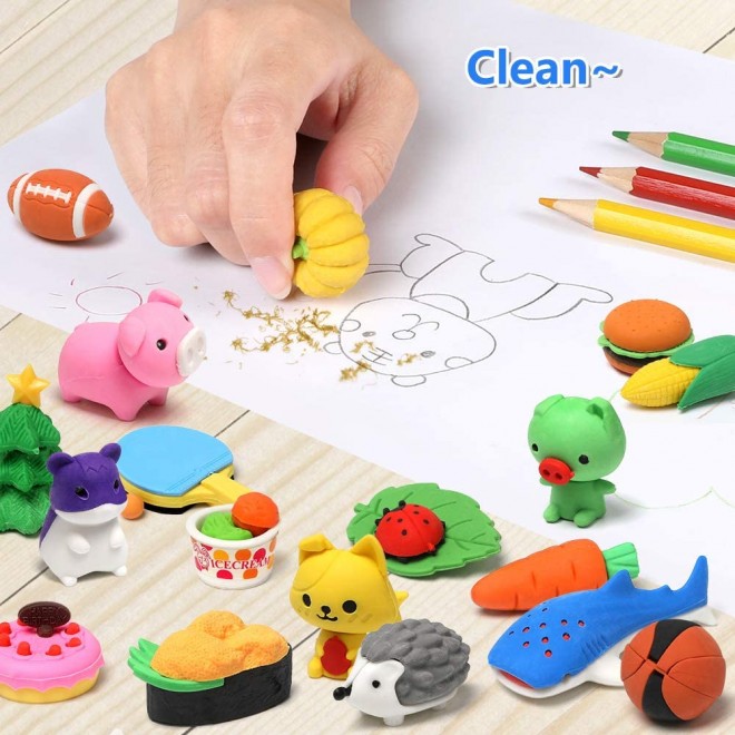 2021 Animal Erasers Bulk Mini Animal Shaped Custom Rubber Fancy Cute 3D pencil eraser For Gift FOB Reference