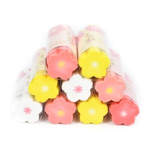 Wholesale 32pcs Pack Lovely Colored Flower Shaped Block Pencil Erasers Bulk For School Kids Children Drawing Writing