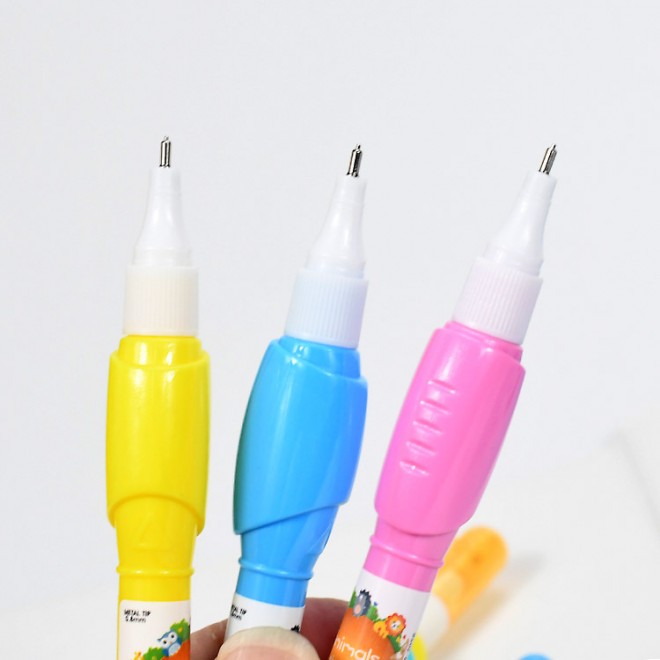 Factory Sale Colored 5ml Cartoon Cute White Correction Fluid Pen Pack of 12 Non-toxic For School Student Stationery tool