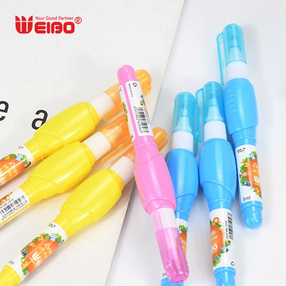 Weibo White out colored correction pen fluid Cute best correction liquid  custom OEM metal tip high