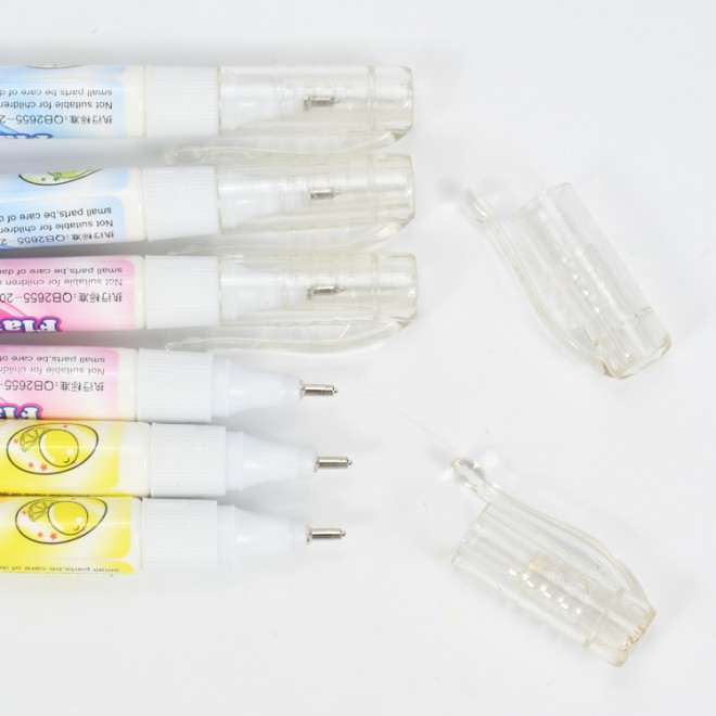 Quality Milk White Out custom correct fluid pen liquid paper whitener colored colored corrector pens liquid pena cairan koreksi