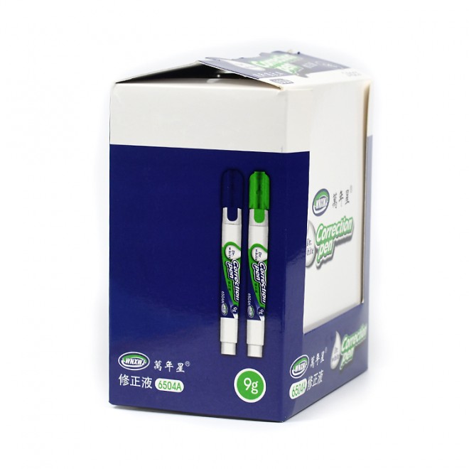 Best Quality Multi Purpose Quick Dry Pen Tape White Custom Correction Pen Fluid Paper Box WB-6504A Accept CN