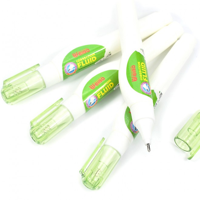 Green pen-shaped 9 ml correction fluid school office stationery supplies factory sales