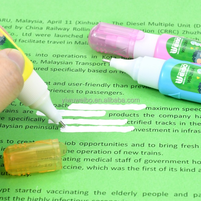 White colored correction fluid liquid colored covering text correction fluid milky white out pen fluid Modify Correction pen