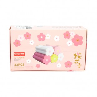 Colored Flower Shaped Block Pencil Erasers Pack Of 32 Bulk For School Kids Children Drawing Writing Removes Lead Easily