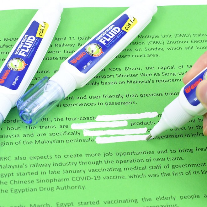 9ml white liquid correction tape correction fluid Fast quick Dry Rewrite Correction pen Fluid Wholesale Liquido corection