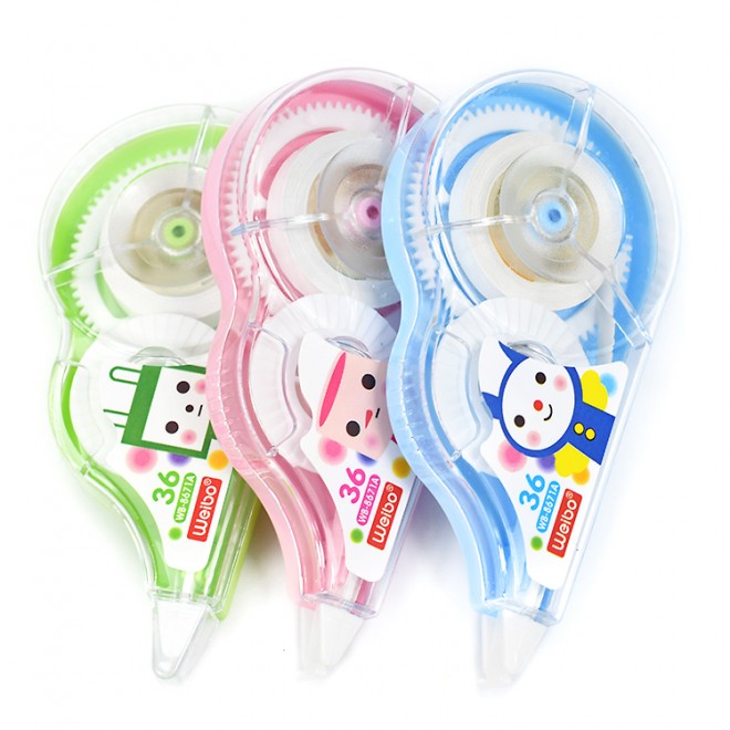 2pcs Set White Out Small Cute Cartoon Correction Tapes Portable Easy To Use Pink Blue And Green For Children