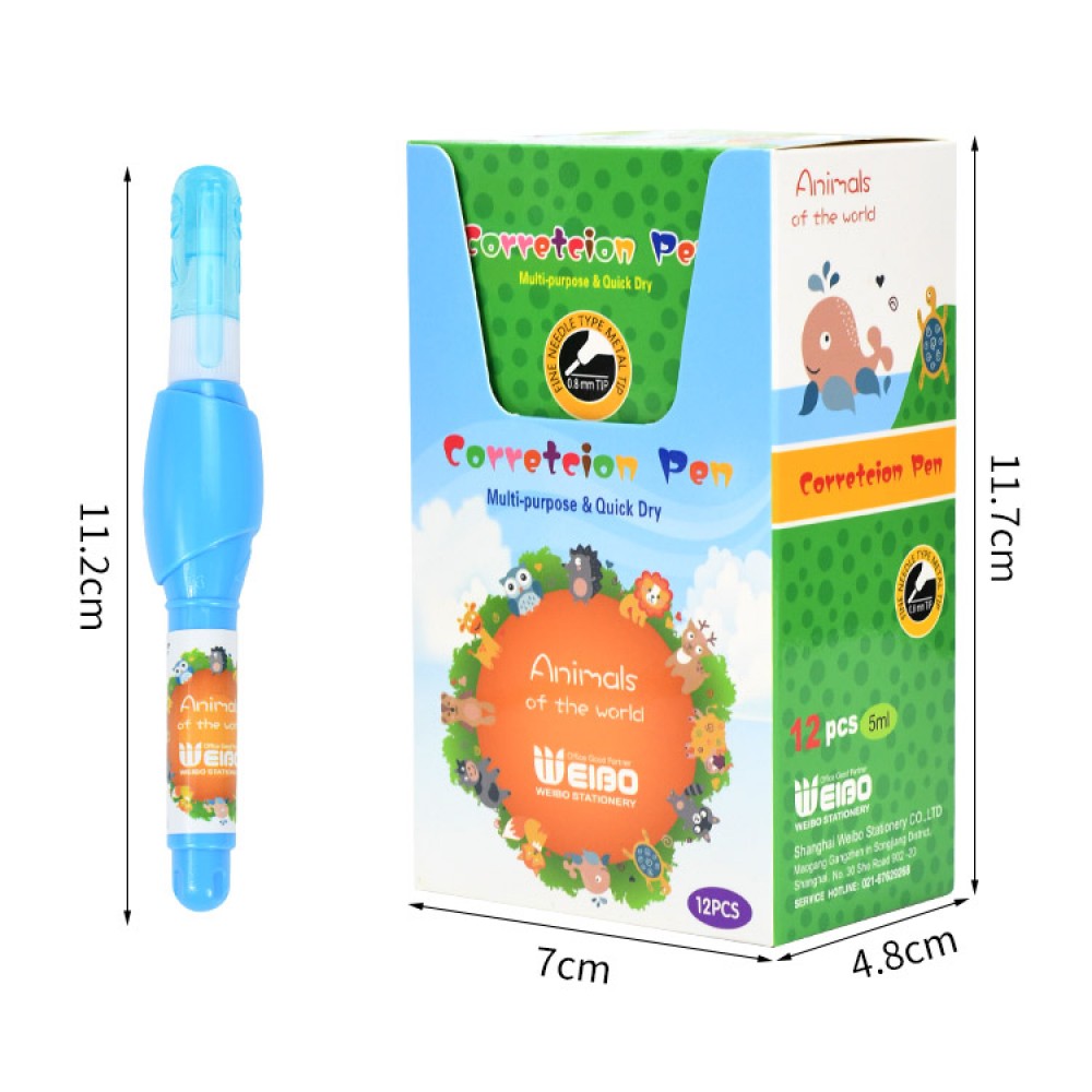 Weibo White out colored correction pen fluid Cute best correction liquid  custom OEM metal tip high