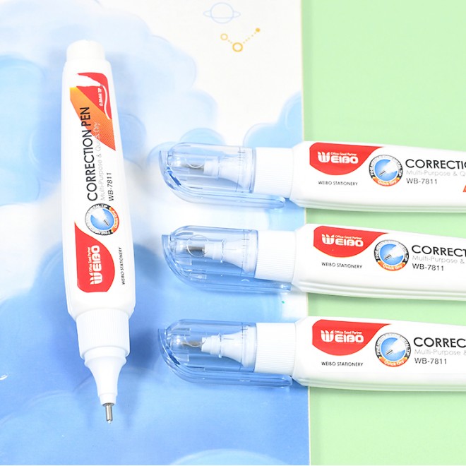 Weibo Quick-drying multi-purpose correction fluid pen Compact design, high coverage brush correction fluid 9ML, high quality