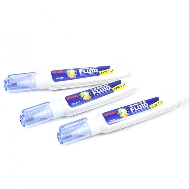 Weibo Correction Fluid School Supplies Single-color Quick-drying Pen Clip Design Easy To Carry White Smear