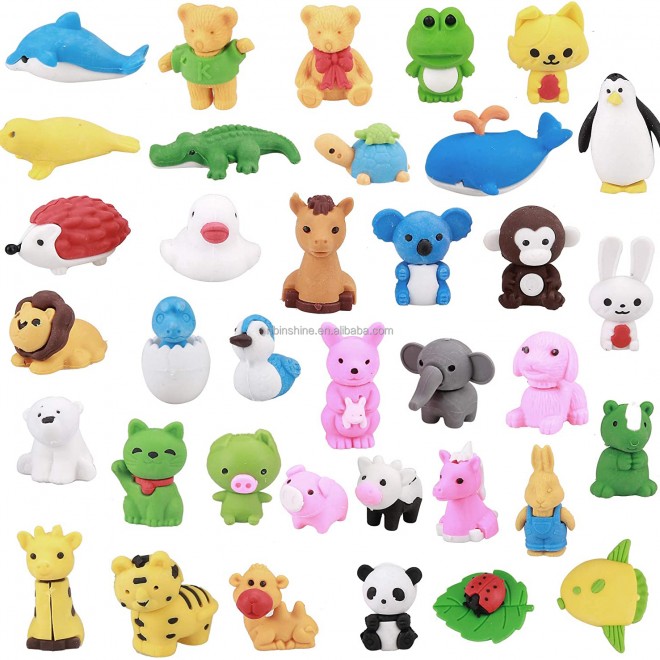 2021 Animal Erasers Bulk Mini Animal Shaped Custom Rubber Fancy Cute 3D pencil eraser For Gift FOB Reference