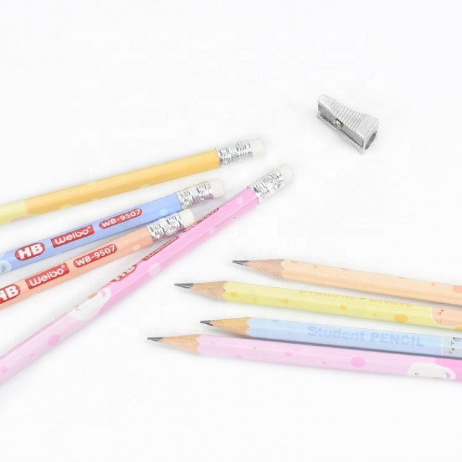 Weibo Stationery New Arrival Cartoon HB Pencil Non-Toxic High Quality Wholesale 12pcs Corlor Box Packing Student Pencil