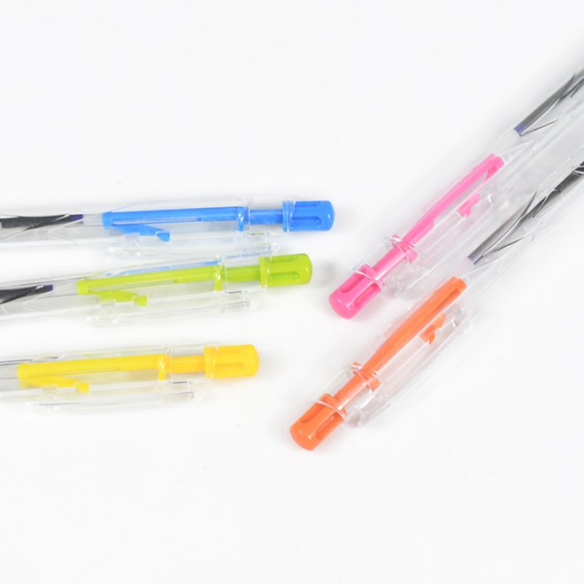 0.5mm 50PCS/Box Transparent Smooth Retractable Ballpoint Pen Plastic Oil Ballpoint Pen For School Student Office Supplie