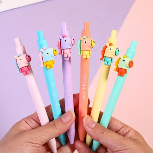 WEIBO pony design display package 0.7mm retractable ballpoint pen school students supply roller ball point pen