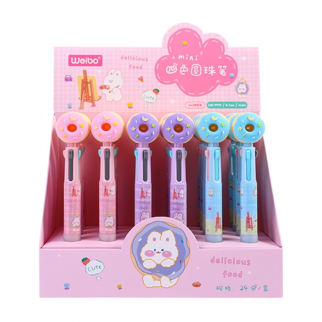 Ballpoint pen, four color creative pen, doughnut, cute and affordable for children  WEIBO Brand Promotion Pen