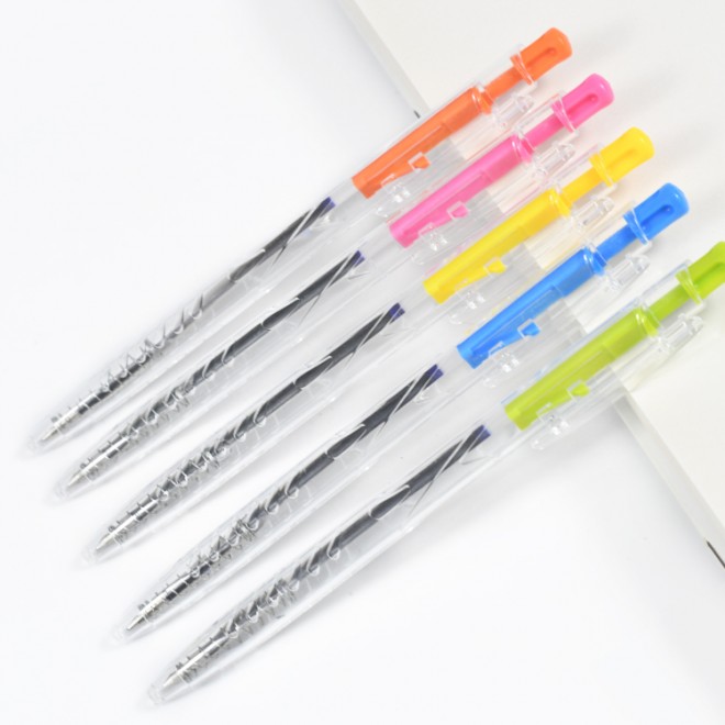 0.5mm 50PCS/Box Transparent Smooth Retractable Ballpoint Pen Plastic Oil Ballpoint Pen For School Student Office Supplie