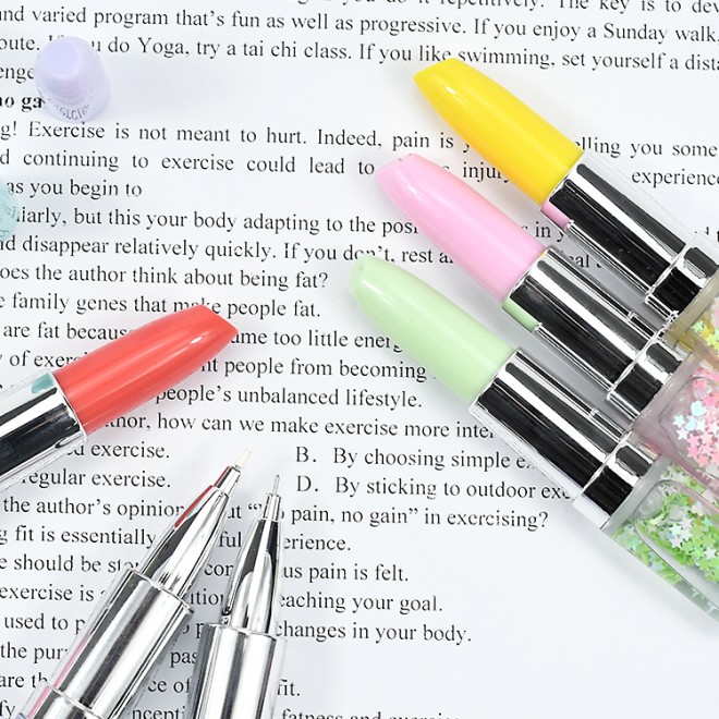 Wholesale 0.38mm 48pcs set Creative lipstick style Gel Ink Pen Black Needle Tube For Writing Stationery School Student