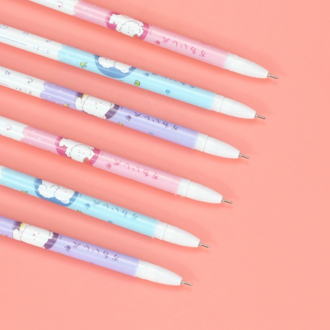 High Quality Cartoon Fine Point Pens 12pcs Pack 0.5mm Blue Plastic Erasable Gel Ink Pen Set For School Student Writing