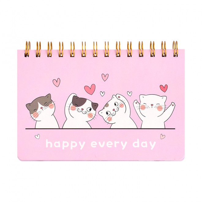 Kawaii cute pink cartoon happy mood journal cat tea party notebook student and office loose leaf notebook sublimation stationery