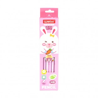 High Quality 12pcs Drawing Pencil Set Hexagonal Cartoon Design Smooth Writing HB Pencil With Eraser For Student Writing Pencil