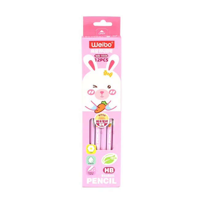 High Quality 12pcs Drawing Pencil Set Hexagonal Cartoon Design Smooth Writing HB Pencil With Eraser For Student Writing Pencil