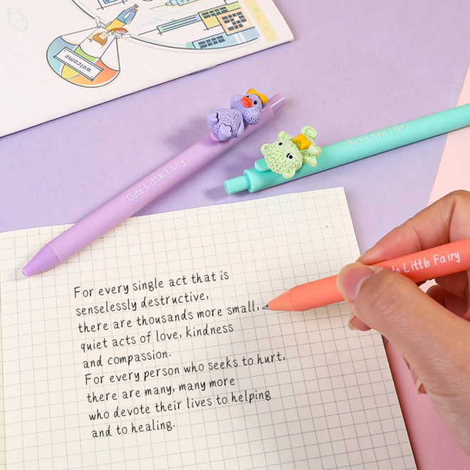 WEIBO Small animal design display package 0.7mm retractable ballpoint pen school students supply roller ball point pen