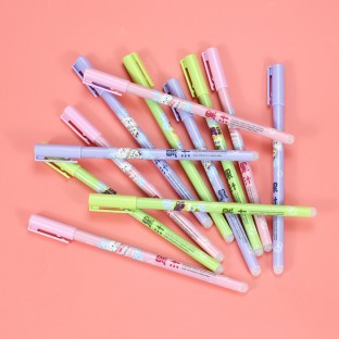 Cartoon 12pcs Pack Wholesale 0.5mm Blue Plastic Erasable Gel Ink Pen Set For School Student Writing Stationary
