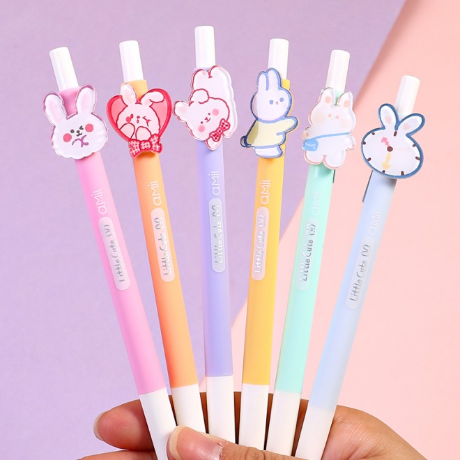 WEIBO Little rabbit design display package 0.7mm retractable ballpoint pen school students supply roller ball point pen