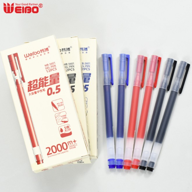0.5mm 12pcs set Large Capacity Gel Ink Pen Colored Red Black Blue For Office Writing School Student Homework