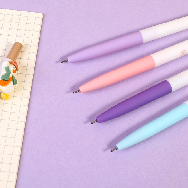 WEIBO Duckling design display package 0.7mm retractable ballpoint pen school students supply roller ball point pen
