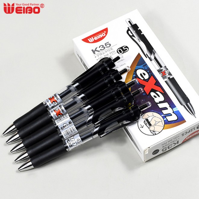 Office school supplies stationery retractable neutral black water-based pen set 0.5 mm replaceable refill customization