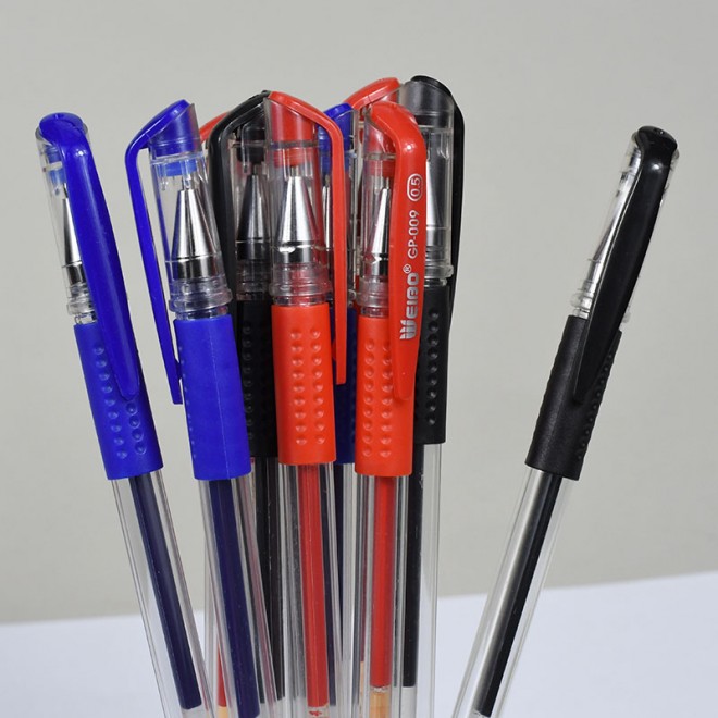 WEIBO Brand Test Good Stationery Supply WB-009 Black,Red and Blue 0.5mm neutral Gel pens for school students office,easy writing