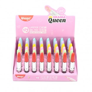 Wholesale 0.38mm 48pcs set Creative lipstick style Gel Ink Pen Black Needle Tube For Writing Stationery School Student