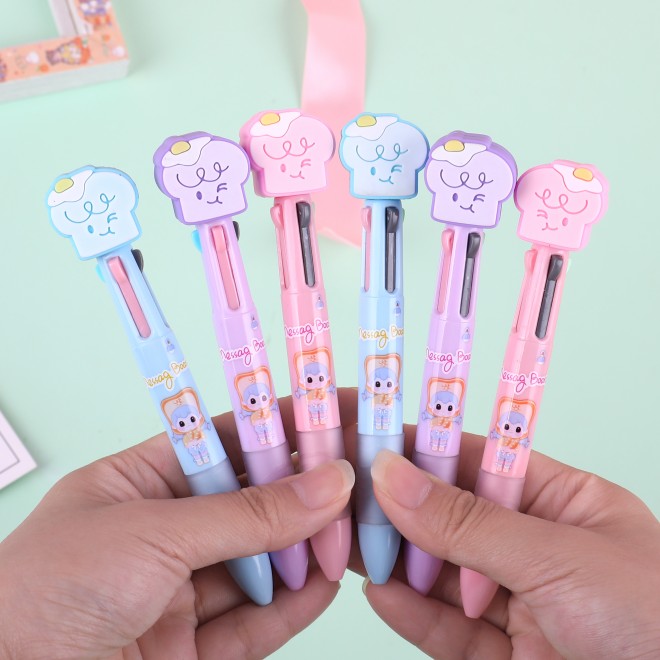 WEIBO New Creative Cute Cartoon Decoration Color 4 In 1 Ballpoint Pen 0.7mm Plastic Ballpoint Pen