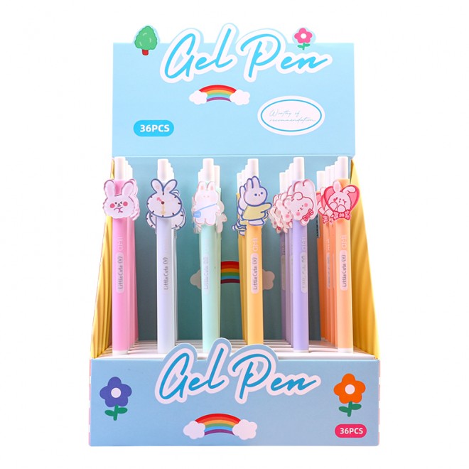 WEIBO Little rabbit design display package 0.7mm retractable ballpoint pen school students supply roller ball point pen