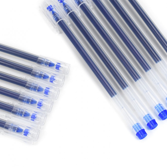 0.5mm 12pcs set Large Capacity Gel Ink Pen Transparent Blue For Office Writing Stationery School Student Homework