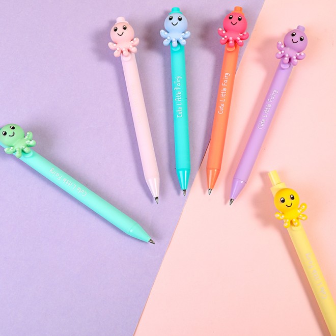WEIBO Small octopus design display package 0.7mm retractable ballpoint pen school students supply roller ball point pen