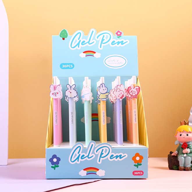 WEIBO Little rabbit design display package 0.7mm retractable ballpoint pen school students supply roller ball point pen