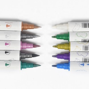 Multi Colors Diy Art Markers Kit Sketch Drawing  Twin-Tips Marker Pen Bag Kids Gifts Set Metallic Glitter Marker Pen