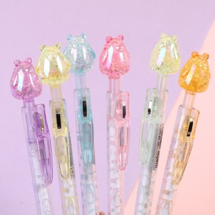 WEIBO Crystal bear design display package 0.7mm retractable ballpoint pen school students supply roller ball point pen