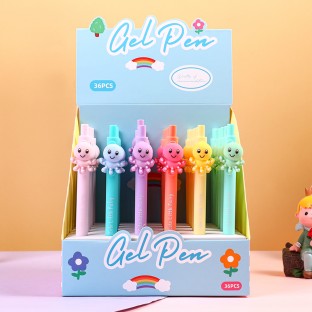 WEIBO Small octopus design display package 0.7mm retractable ballpoint pen school students supply roller ball point pen