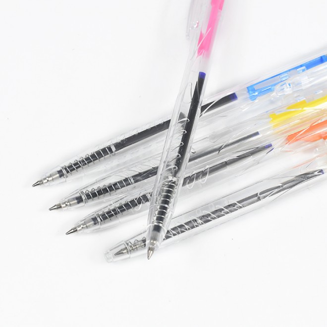 0.5mm 50PCS/Box Transparent Smooth Retractable Ballpoint Pen Plastic Oil Ballpoint Pen For School Student Office Supplie