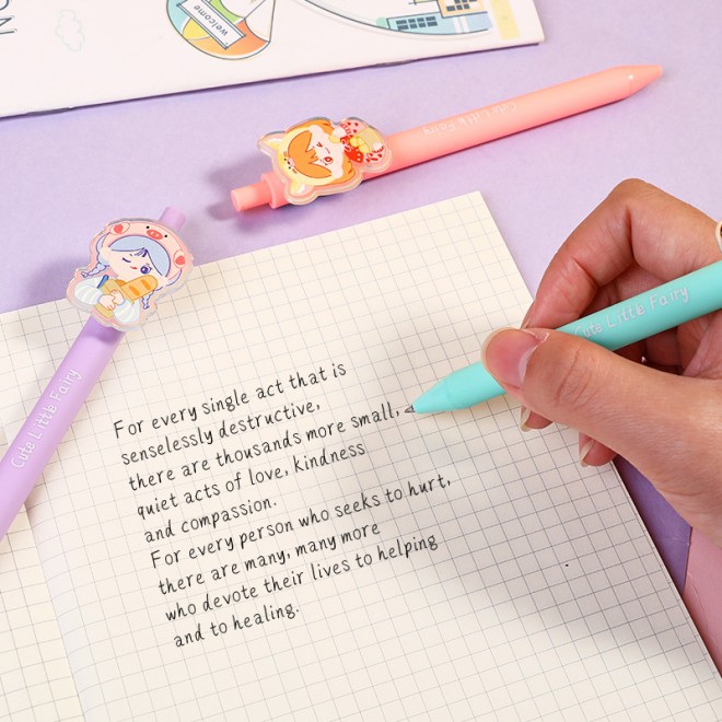 WEIBO girl design display package 0.7mm retractable ballpoint pen school students supply roller ball point pen