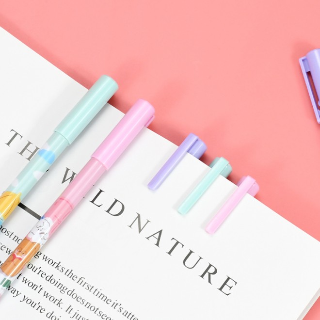 New Cartoon 12pcs Pack 0.5mm Blue Cute Erasable Gel Ink Pen Set Rollerball Fine Point Pens For Back to School Student Writing