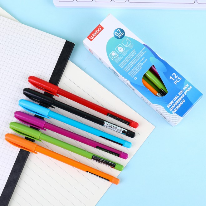 WEIBO Wholesaler Ballpoint Pen Manufacturers Bulk Cheap 0.7mm Blue Plastic Ball Point Pen 12 pcs Boxed Ball pen